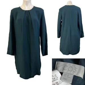 COS dress size 12 green long sleeve‎ knee length shift fall office teacher